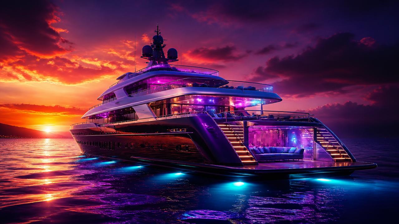 Yacht Party game artwork showing a luxury yacht at sunset